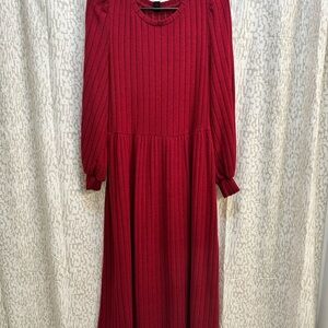 Elegant Red Long Sleeve Dress
